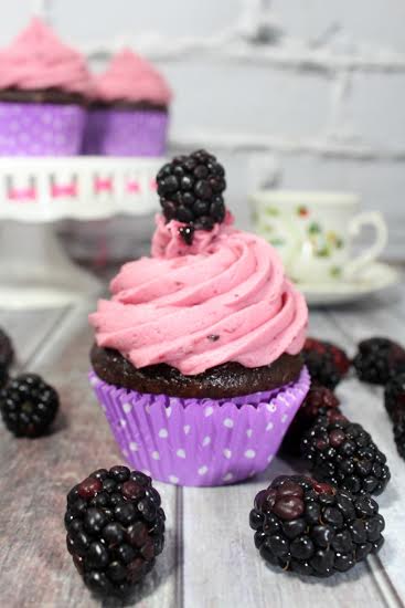 Chocolate Blackberry Cupcakes Royale