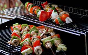 Veggie kabobs on the grill